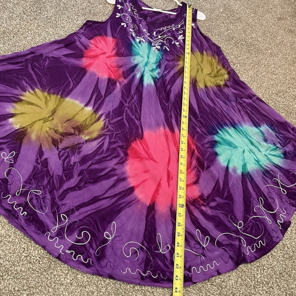 Asha Sleeveless Tie Dye Dress Women's OS Rayon Blend Boho Hippie Flowy Beachy - Picture 5 of 7